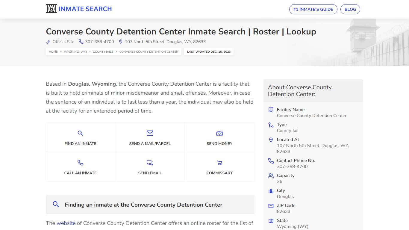 Converse County Detention Center Inmate Search | Roster | Lookup